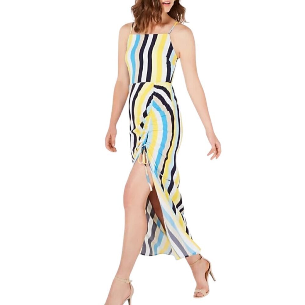 Stripe Rouched Maxi Dress | Medium